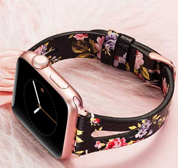 Wearlizer damski pasek do zegarka Apple z kwiatowym wzorem