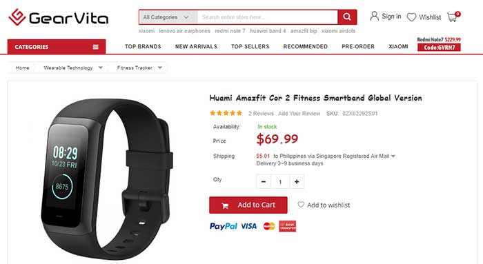 Huami Amazfit Cor2 Fitness Smartband Wersja globalna - kod kuponu