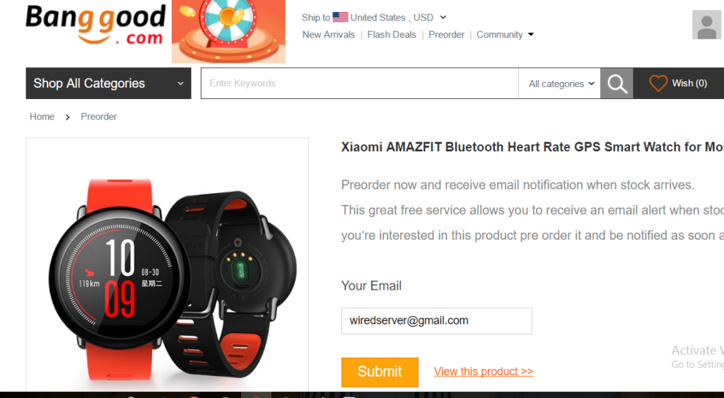 Smartwatch Xiaomi Amazfit-Banggood