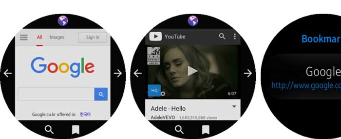 Aktywna aplikacja GearBrowser dla zegarka Samsung Galaxy