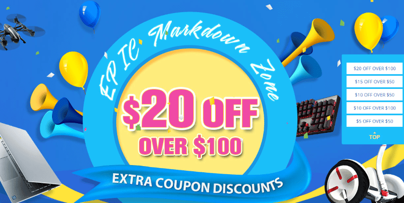 Przewodnik: Epic Mark Down Sale Promocja na Gearbest.com – Kod kuponu $20 ZNIŻKI