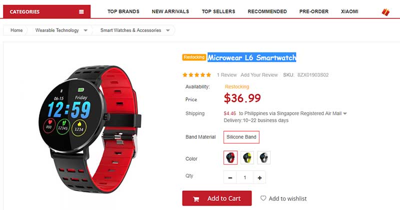Smartwatch Microwear L6 – kod kuponu