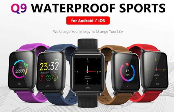 Q9 Wodoodporny smartwatch sportowy – kod kuponu